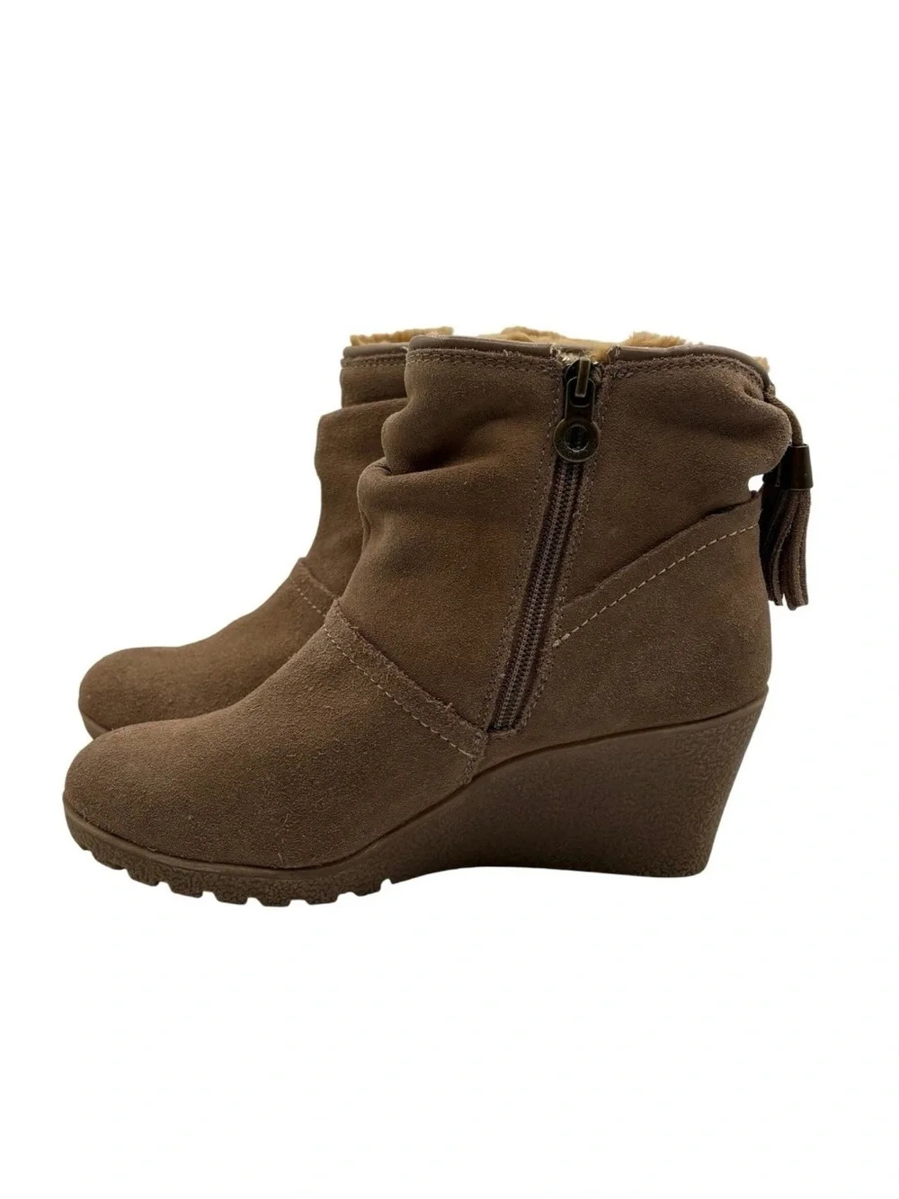 NIB Sporto Wind, Size 8W in New Tan Suede, Waterproof Wedge Ankle Booties Comfy